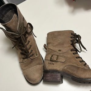 Taos | Crave light brown  Leather Lace-up Combat Boots 36